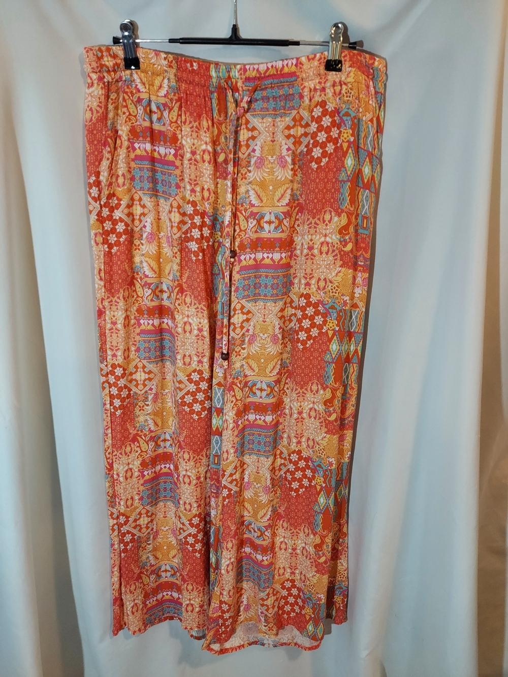 Christian Siriano Boho Wide Leg Pants in Orange Multi-Print M